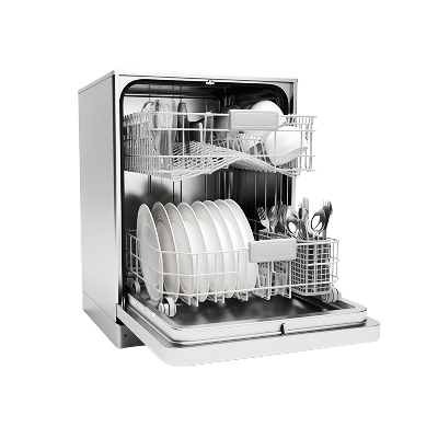 Dishwasher parts including spray arms, racks, pumps, and door seals