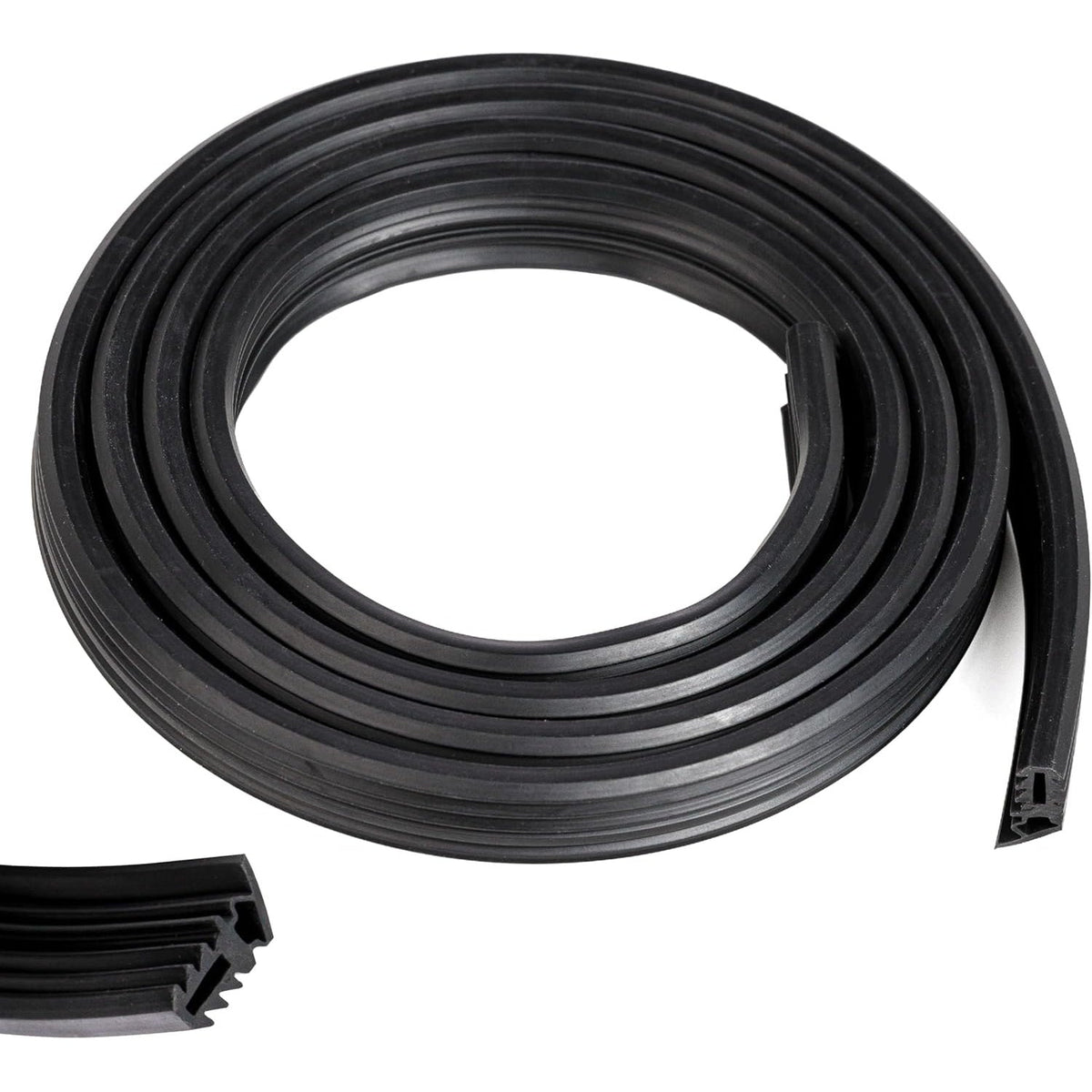 Coiled black rubber dishwasher door gasket seal replacement for Samsung, Kenmore, and Bosch dishwashers.