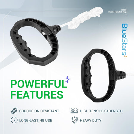 699334 black starter handle and white pull rope with corrosion-resistant and heavy-duty features.