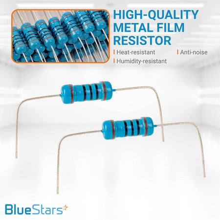 Two 1W 100 ohm metal film fixed resistors with bent leads shown against a white background.