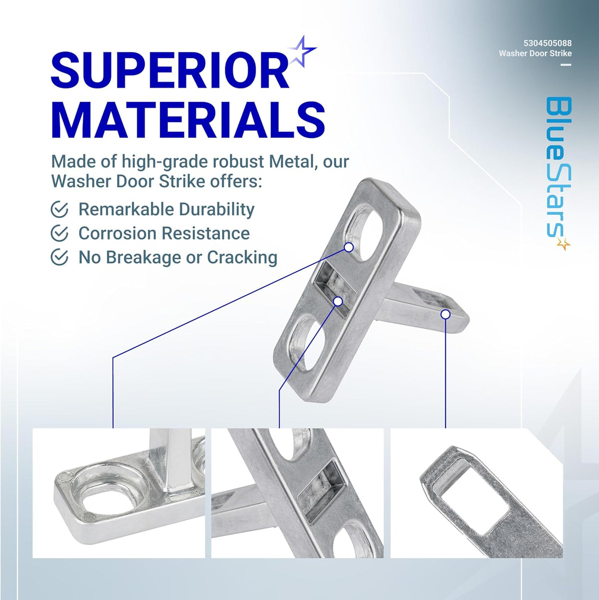 5304505088 metal washer door strike showing close-up details of construction and durability features.