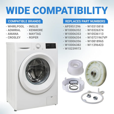 W10721967 Splutch Cam Kit compatibility chart showing washer, replacement parts, and compatible brand list.