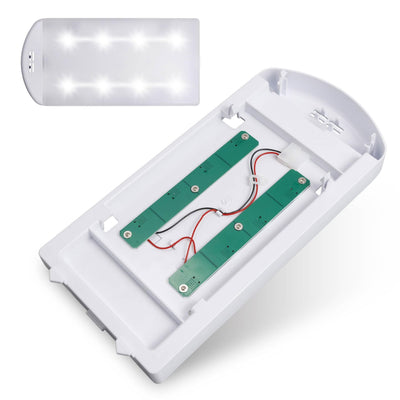 W11527432 refrigerator LED light assembly showing front cover and internal circuit board view.
