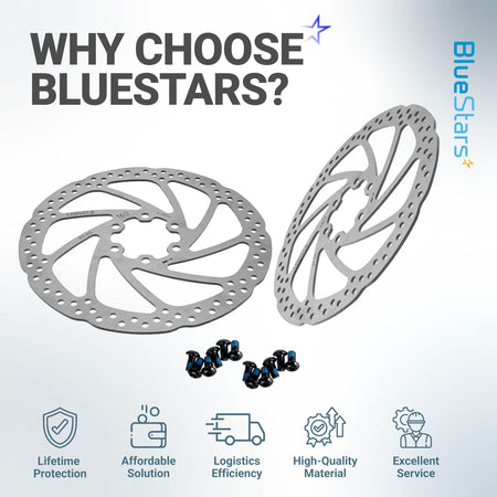 Two 160mm stainless steel bike disc brake rotors with mounting bolts for MTB and road bikes.