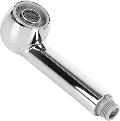 Chrome pull-down bathroom sink sprayer head with G1/2 male threaded connector.