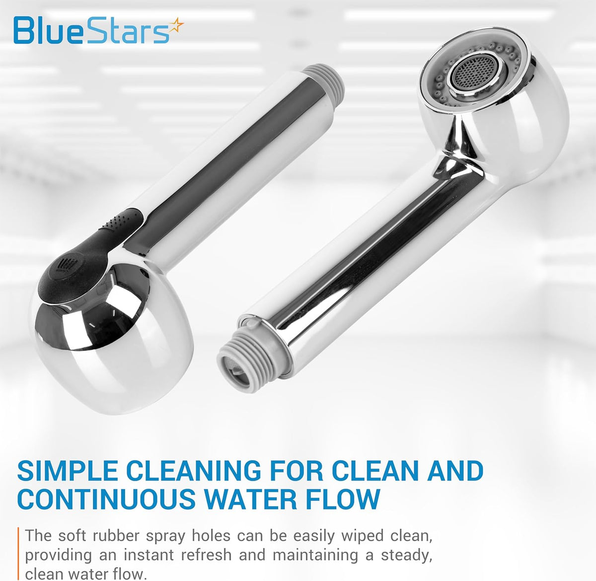 Two chrome pull-down bathroom sink sprayer heads with G1/2 male threaded connectors.