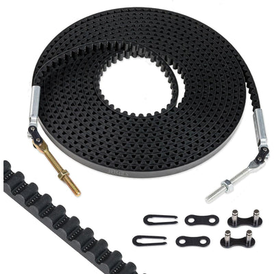 39354R.S replacement drive belt for 7ft garage door opener with metal hardware and master link connectors.