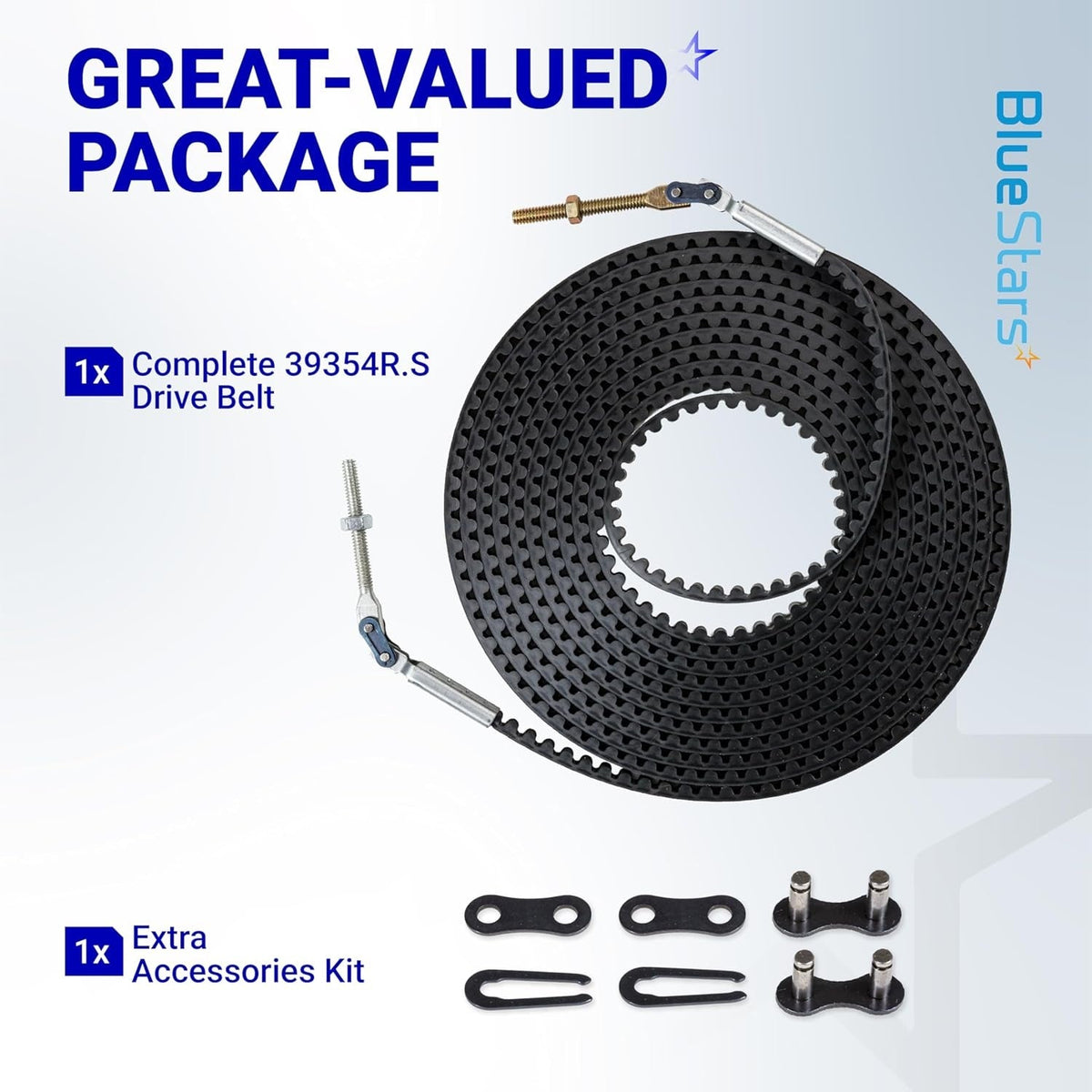 39354R.S drive belt for 7ft garage door with included master link accessories kit.