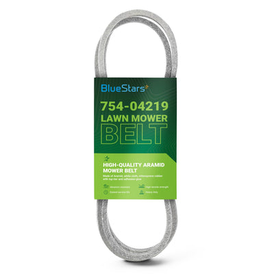754-04219 mower deck belt in BlueStars branded packaging for 46-inch deck lawn mowers.