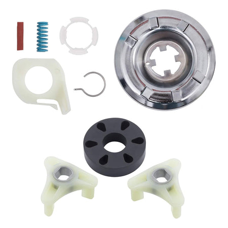 Washer clutch assembly kit and motor coupling components for Whirlpool and Kenmore washing machines.