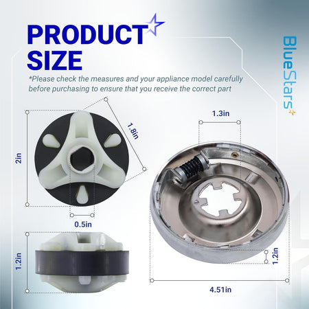 285785 Washer Clutch Assembly Kit & 285753A Motor Coupling, product size diagram with inch measurements