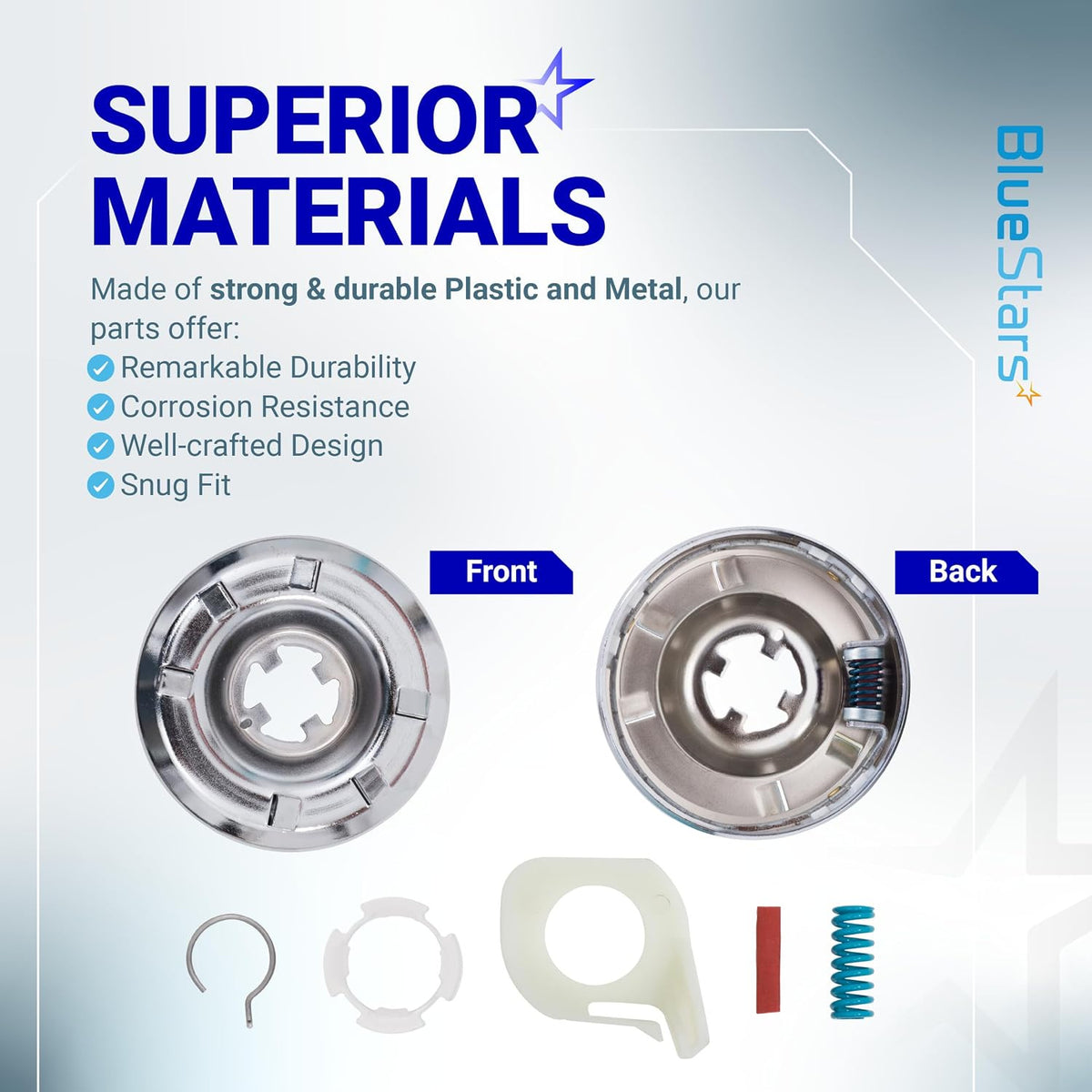 285785 Washer Clutch Assembly Kit, front and back views with included spring, ring, washer, clip, and small red piece
