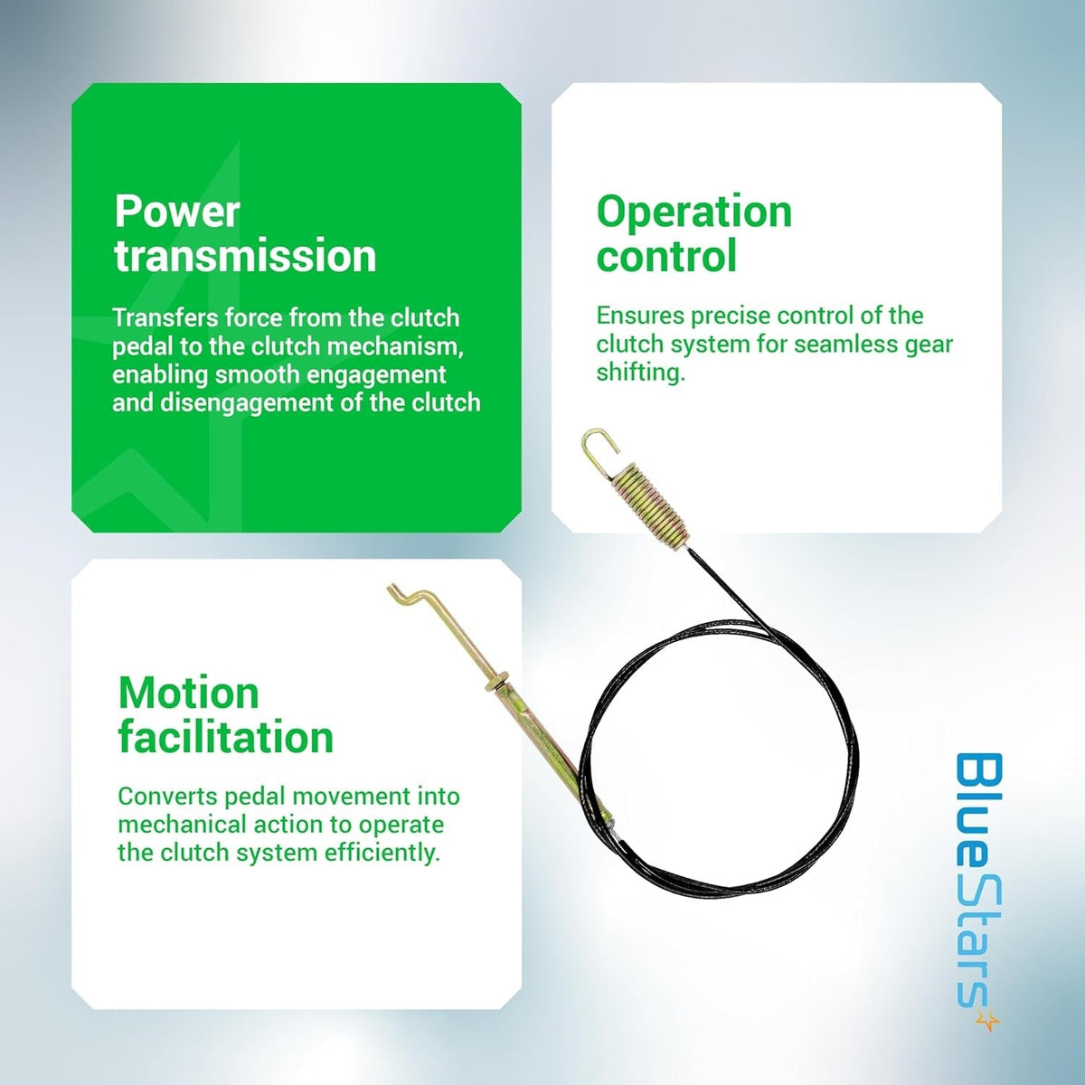 746-0898 clutch drive cable with metal spring and hook ends for transmission control.