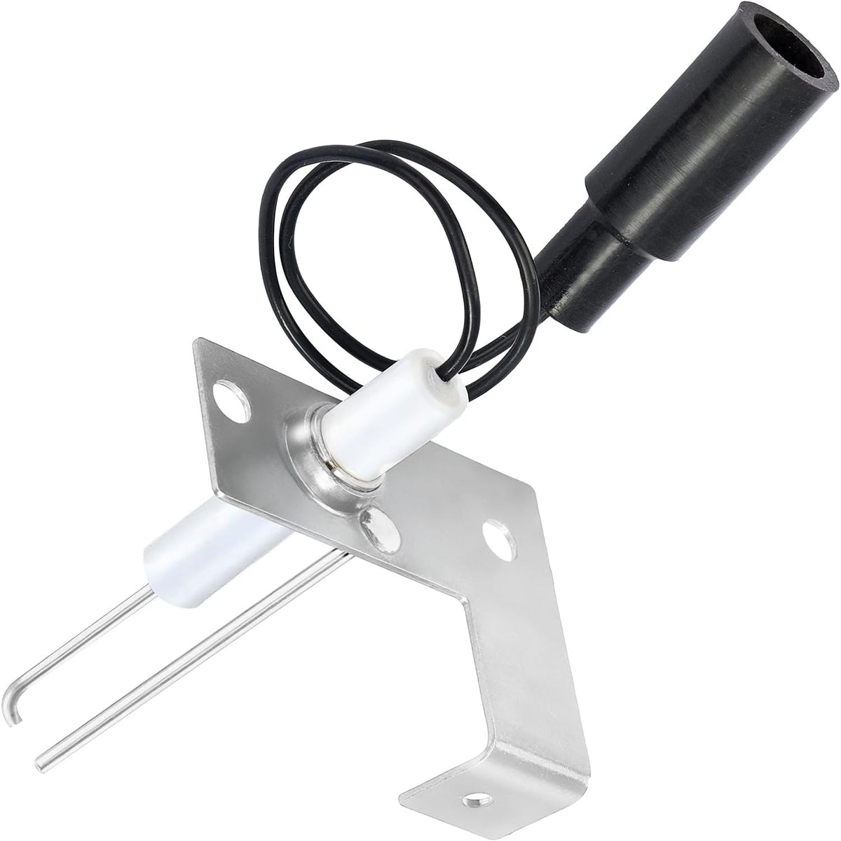 93868 water heater 2-prong igniter and sense electrode assembly with mounting bracket and wire lead.