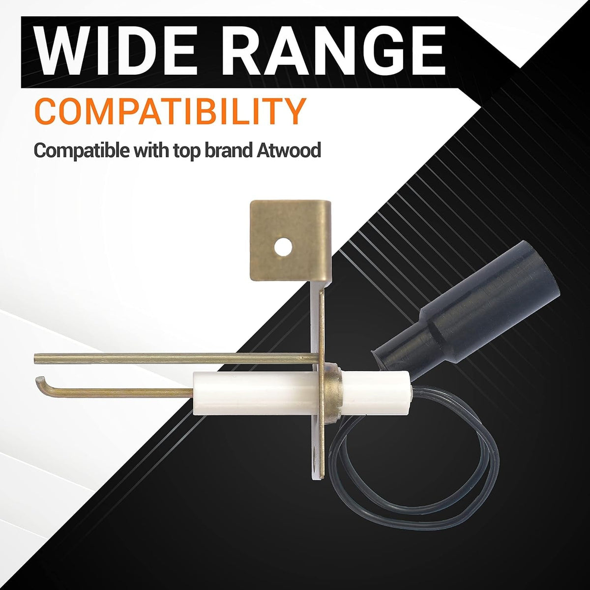 2-prong 93868 water heater igniter and sense electrode compatible with Atwood water heaters.
