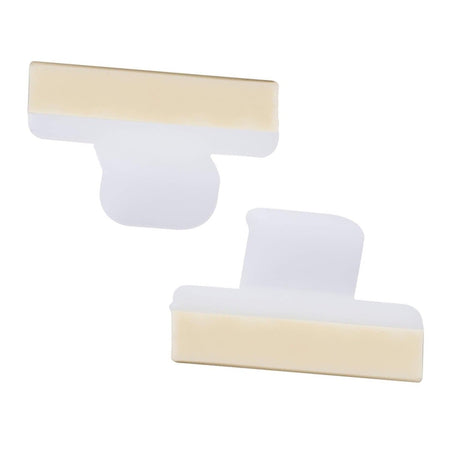 Two white dishwasher splash shields with adhesive backing for Frigidaire and Kenmore dishwashers.