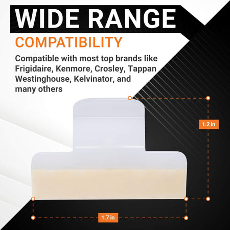 154701001 dishwasher splash shield showing 1.7 inch width and 1.2 inch height dimensions for compatibility reference.