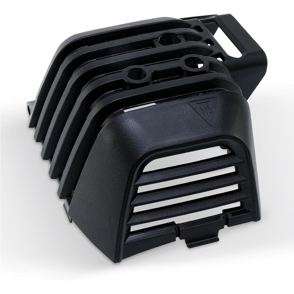 Black plastic muffler cover for Echo and Shindaiwa trimmers, replacement for A320001200.