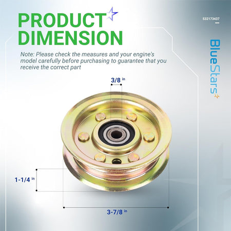 Dimensional diagram of GY22172 flat idler pulley for John Deere lawn tractor mower decks.