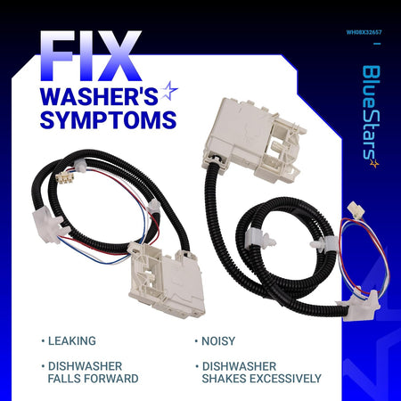 Two GE washer lid lock assemblies with wire harnesses for GTW series washing machines.
