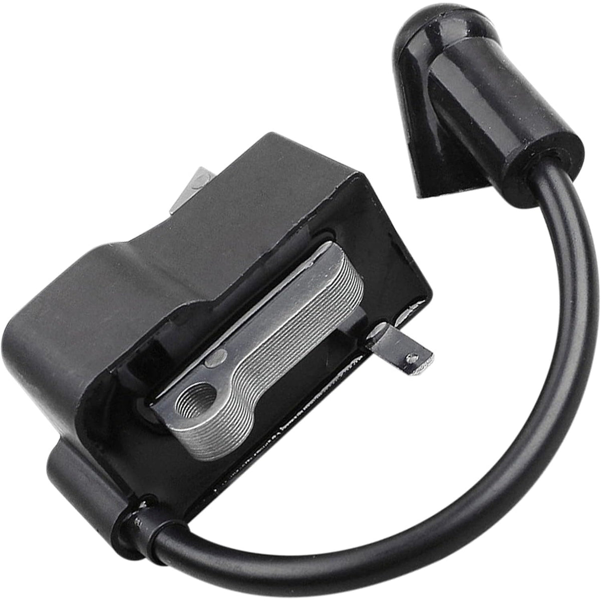 Replacement ignition coil with spark plug wire for Husqvarna and Jonsered chainsaws.