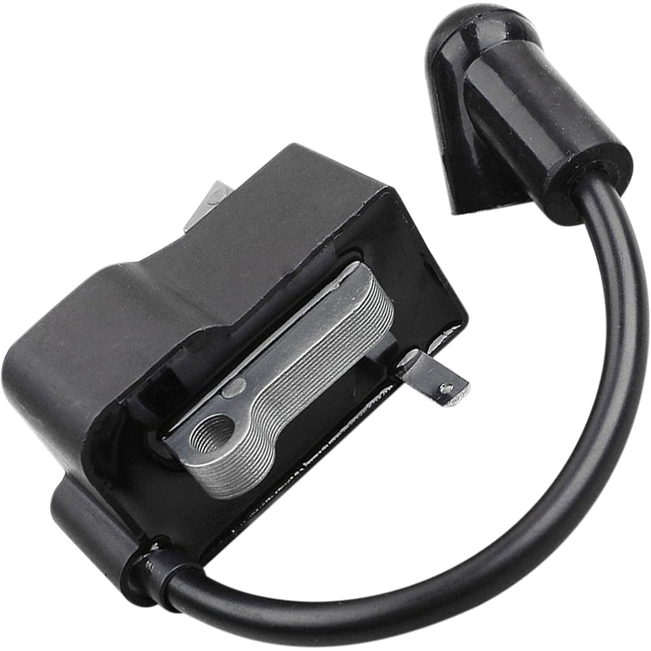 Replacement ignition coil with spark plug wire for Husqvarna and Jonsered chainsaws.