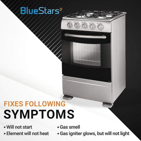Stainless steel gas range showing symptoms fixed by the 3412D024-09 burner head and igniter assembly.