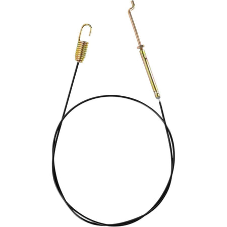 946-0897 snow blower auger clutch cable with tension spring and metal adjustment rod.