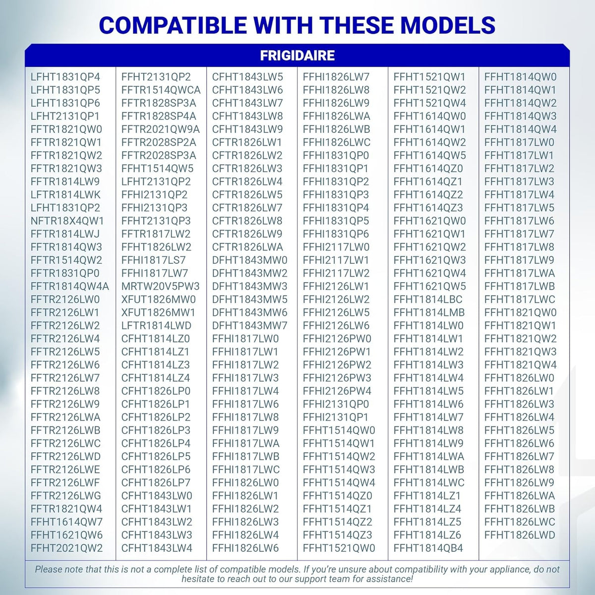 Compatibility chart for Frigidaire refrigerator door handle replacement parts 5304486359 and 5304506469.