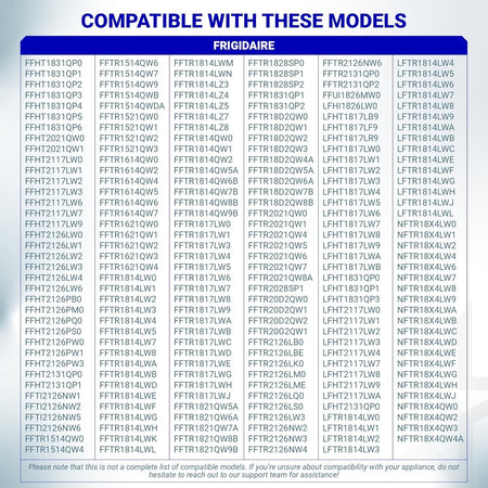 List of Frigidaire refrigerator models compatible with replacement door handle parts.