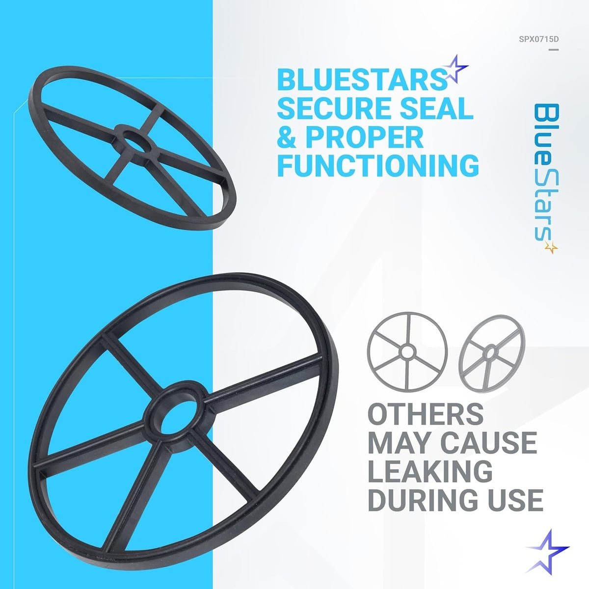 SPX0715D pool valve seat gasket showing two black rubber spider gaskets for secure sealing.