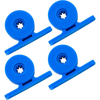 Set of four blue C80 turbine bearings for Polaris pool cleaners.