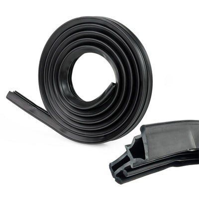 Coiled black dishwasher tub door seal gasket replacement for GE and Hotpoint dishwashers with close-up profile view.