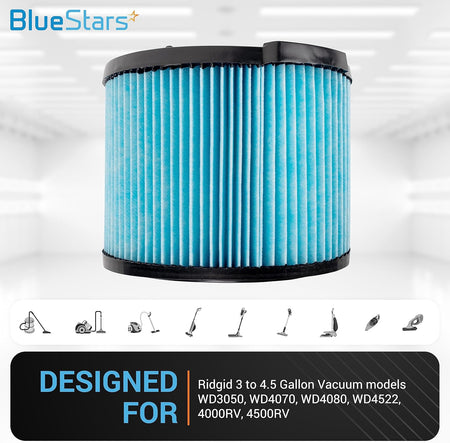 Single VF3500 3-layer replacement filter for Ridgid 3-4.5 gallon wet dry vacuums.