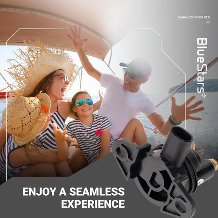 12V starter solenoid relay for SeaDoo personal watercraft shown in a lifestyle marketing graphic.