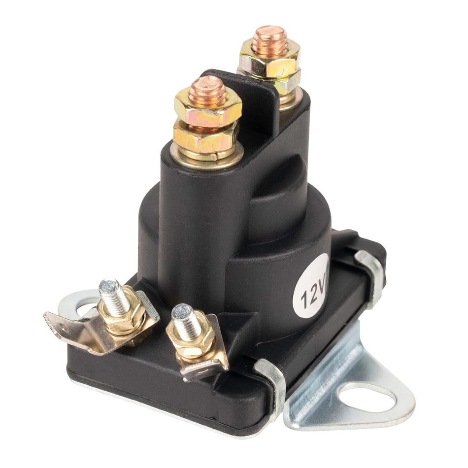 89-96158T 12V power trim solenoid switch with mounting bracket and copper terminals.