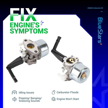Two 696065 697422 replacement carburetors for 5HP to 6HP Intek tiller and generator engines.