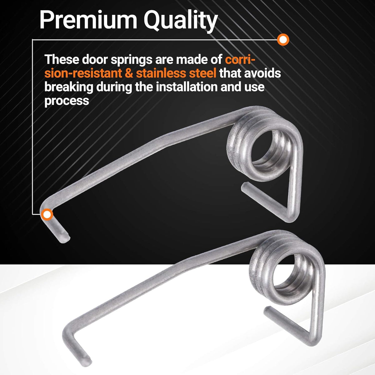Two stainless steel DA61-08314A refrigerator divider door springs for Samsung refrigerator repair.