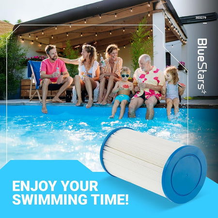 FC-2402 hot tub spa filter replacement shown with a family enjoying a swimming pool.