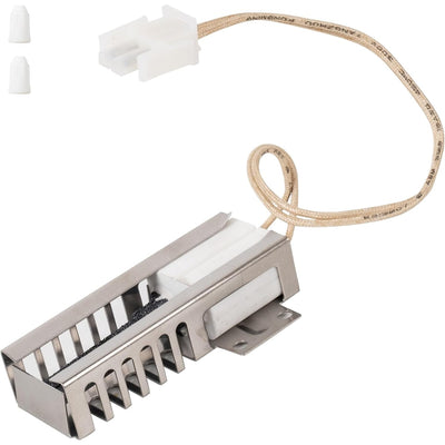 DG94-00520A oven burner igniter with wire harness, connector, and two wire nuts for Samsung ranges.