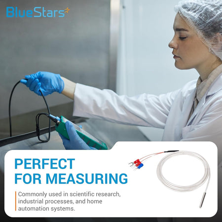 RTD PT100 3-wire temperature sensor probe with spade connectors for industrial and scientific measurement.