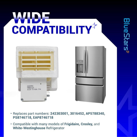 242303001 air damper control assembly for Frigidaire, Crosley, and White-Westinghouse refrigerators.