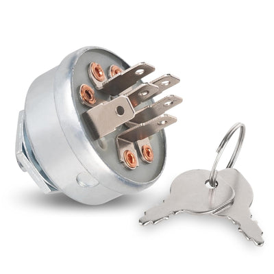 103-0206 3-position ignition switch with 6 terminals and two keys for Exmark and Toro mowers.