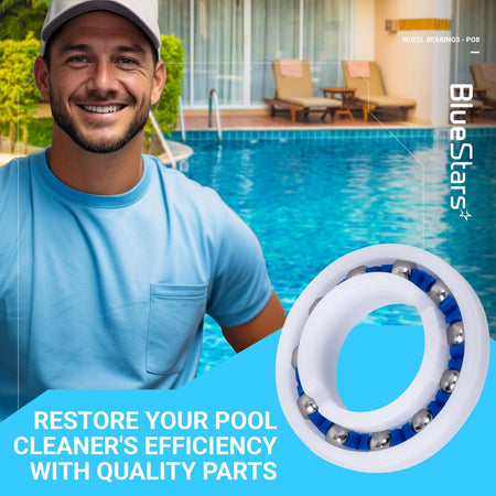 Close-up of a C-60 pool cleaner wheel ball bearing compatible with Zodiac Polaris 180 and 280 models.