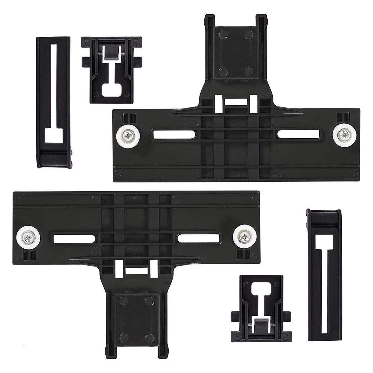 Dishwasher top rack adjuster and positioner kit for Whirlpool, Kenmore, and KitchenAid dishwashers.