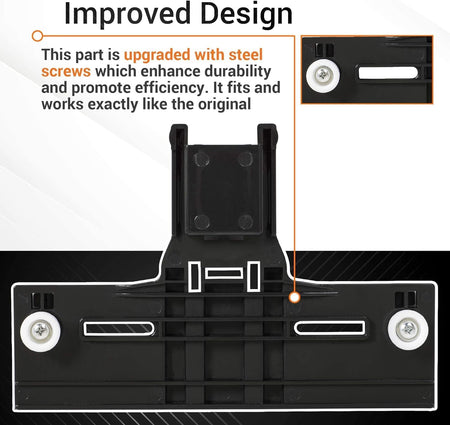 Dishwasher top rack adjuster with upgraded steel screws for Whirlpool, Kenmore, and KitchenAid dishwashers.