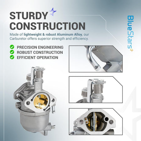 Aluminum alloy carburetor for Kawasaki 13HP FJ400D engine showing close-up construction details.