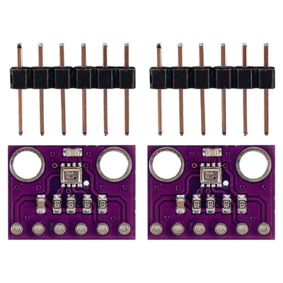 Two BME280 3.3V atmospheric pressure sensor modules with included header pins.