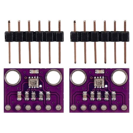 Two BME280 3.3V atmospheric pressure sensor modules with included header pins.
