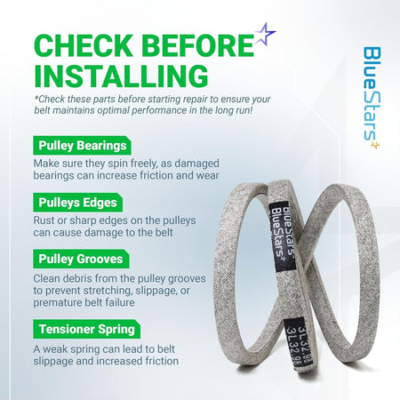 Informational graphic for 115-4669 drive belt showing installation tips for Toro mower pulleys and tensioners.
